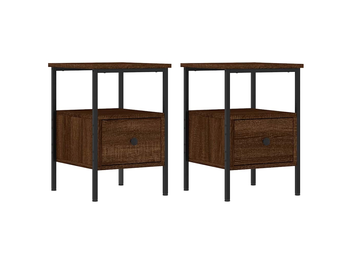 Bedside Cabinet, Bedside Cabinets Vidaxl Marrom Madeira Processada (n/a)