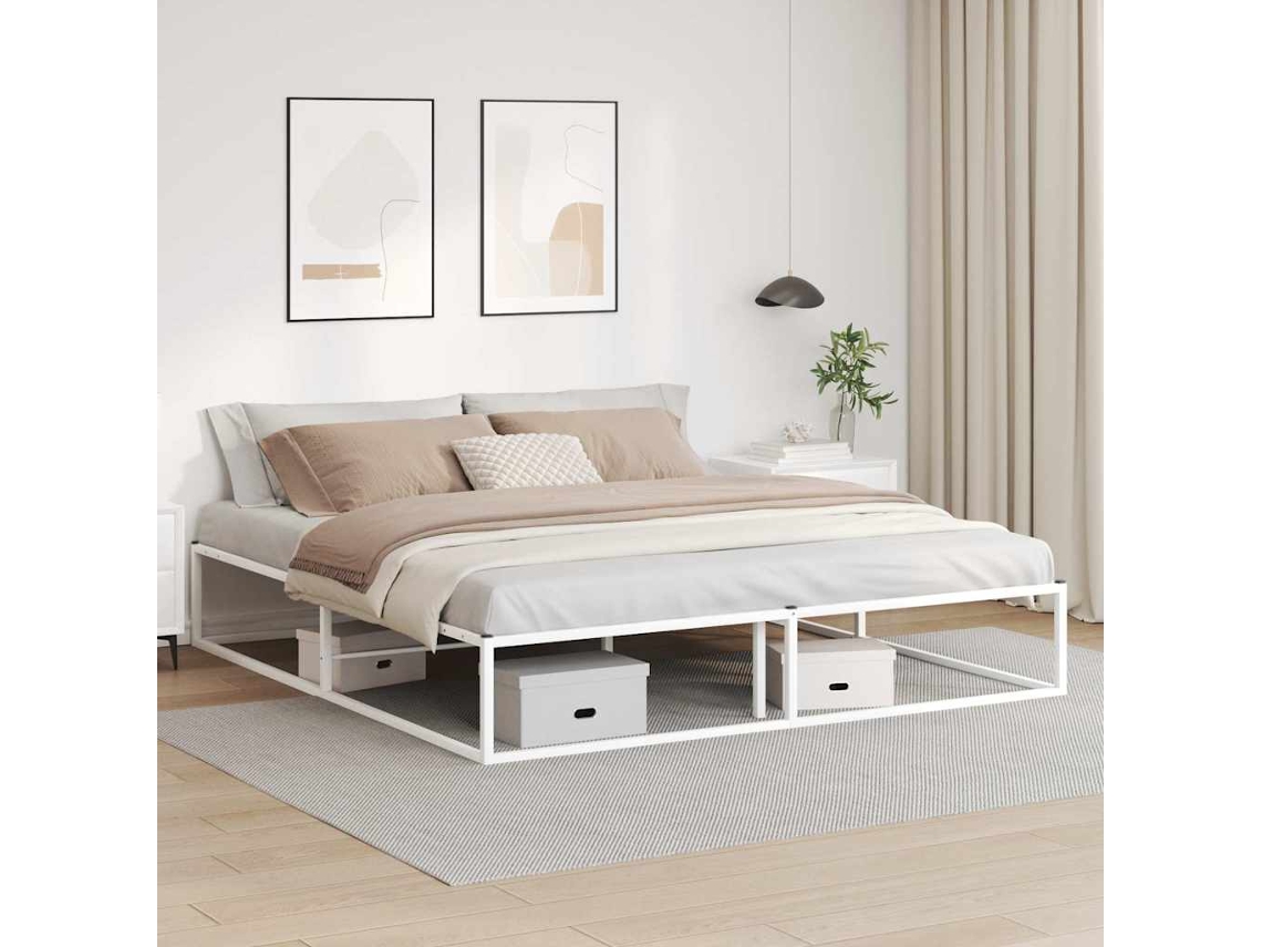 Vidaxl Estrutura de Cama Sem Colchão Branco 180x200 Cm Metal