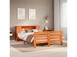 Cama De Casal | Camas Para Quarto | Cama Sem Colchão 135x190 Cm Madeira Pinho Maciça Castanho-mel