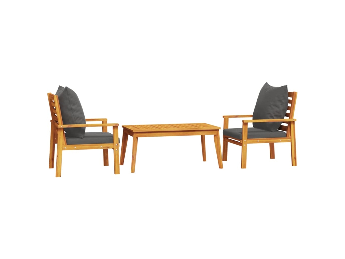 Conjunto de 3 Lounge de Jardim com Almofadões Acácia Maciça MAISON EXCLUSIVE