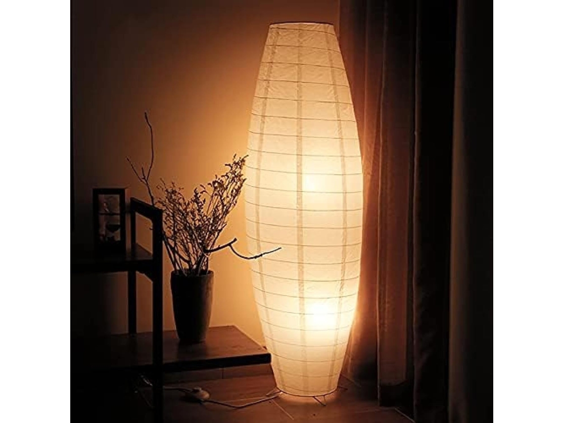 Luminária De Chão Regulável, Luminária De Leitura Pé 104, 3cm Com Cúpula De Papel Arroz Branco Para Sala Estar E Quarto
