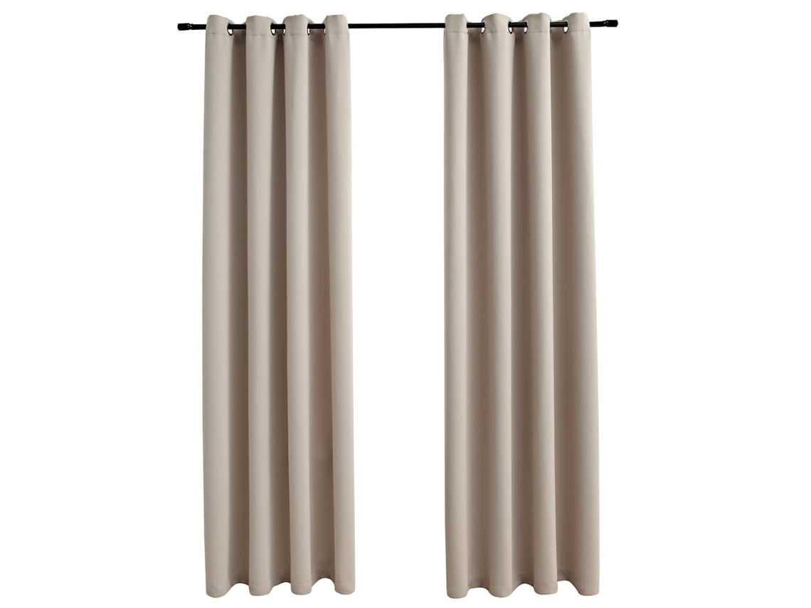 Conjunto 1 Cortina Vidaxl Bege Tecido (140 X 225 Cm)