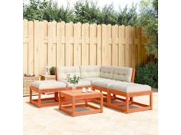 Vidaxl 5pcs Conj. Sofás Jardim + Almofadões Pinho Maciço Castanho-mel