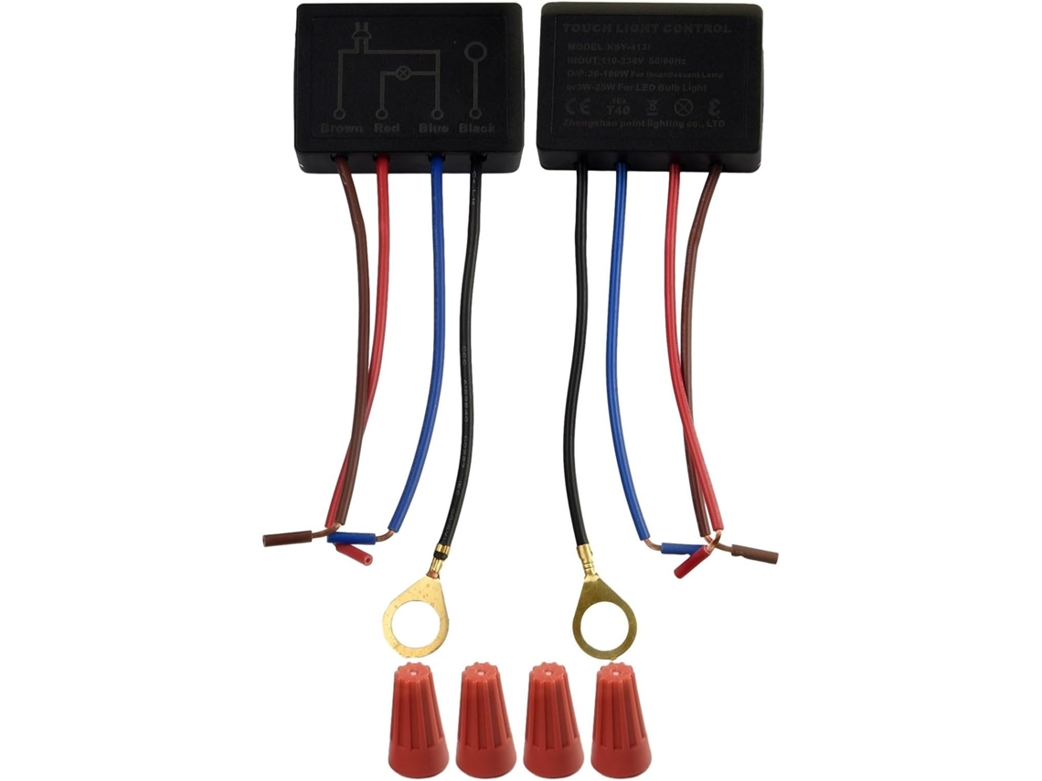 Conjunto De 2-interruptores Dimmer Toque 220v Ac Para Abajur, Sensor Inteligente Liga Desliga Com Fio