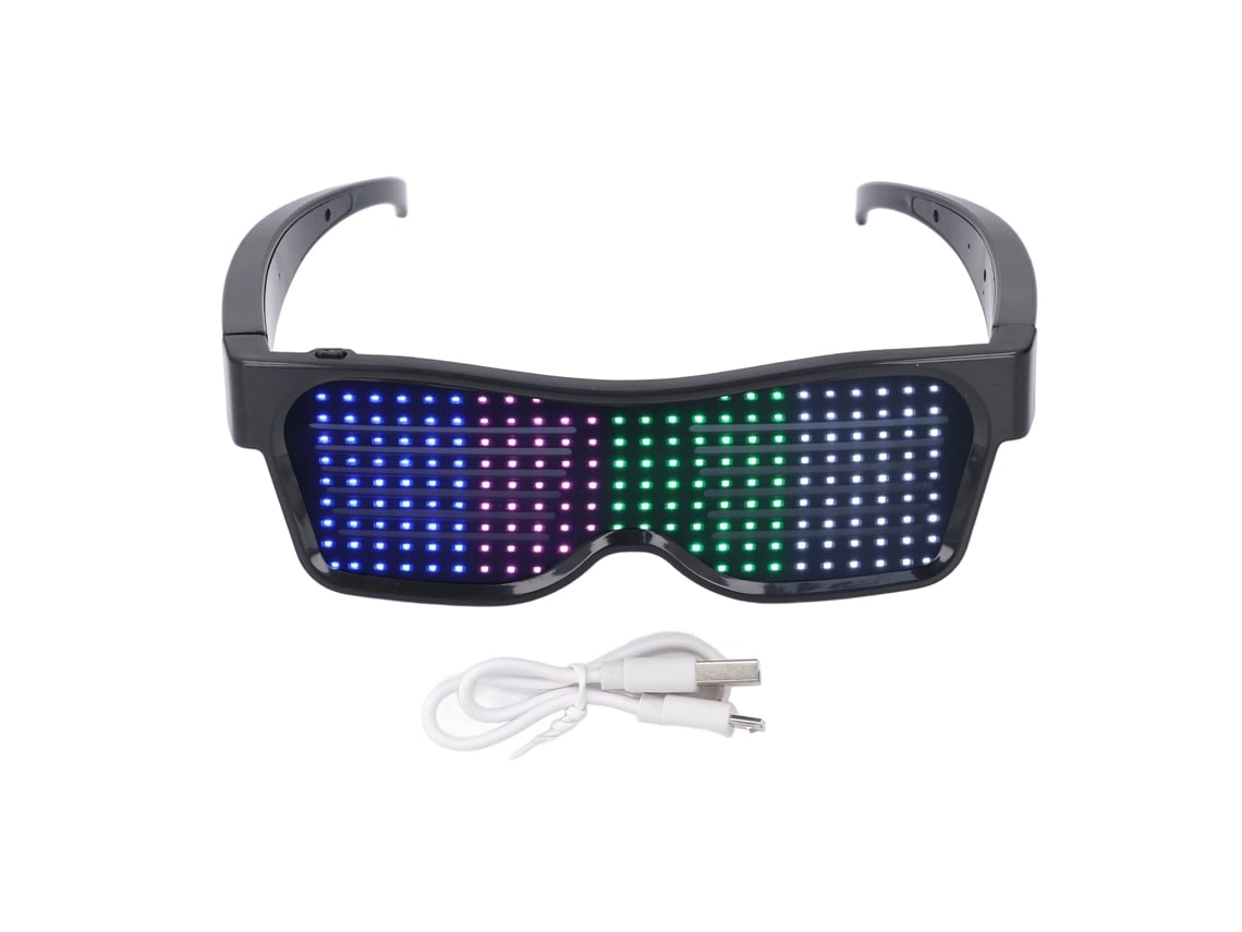 Óculos De Vidro Brilhantes Led Com 200 Leds Coloridos Personalizáveis Controle Por App Recarregáveis Via Usb Óculos Com Luz Led Para Festa E Clube