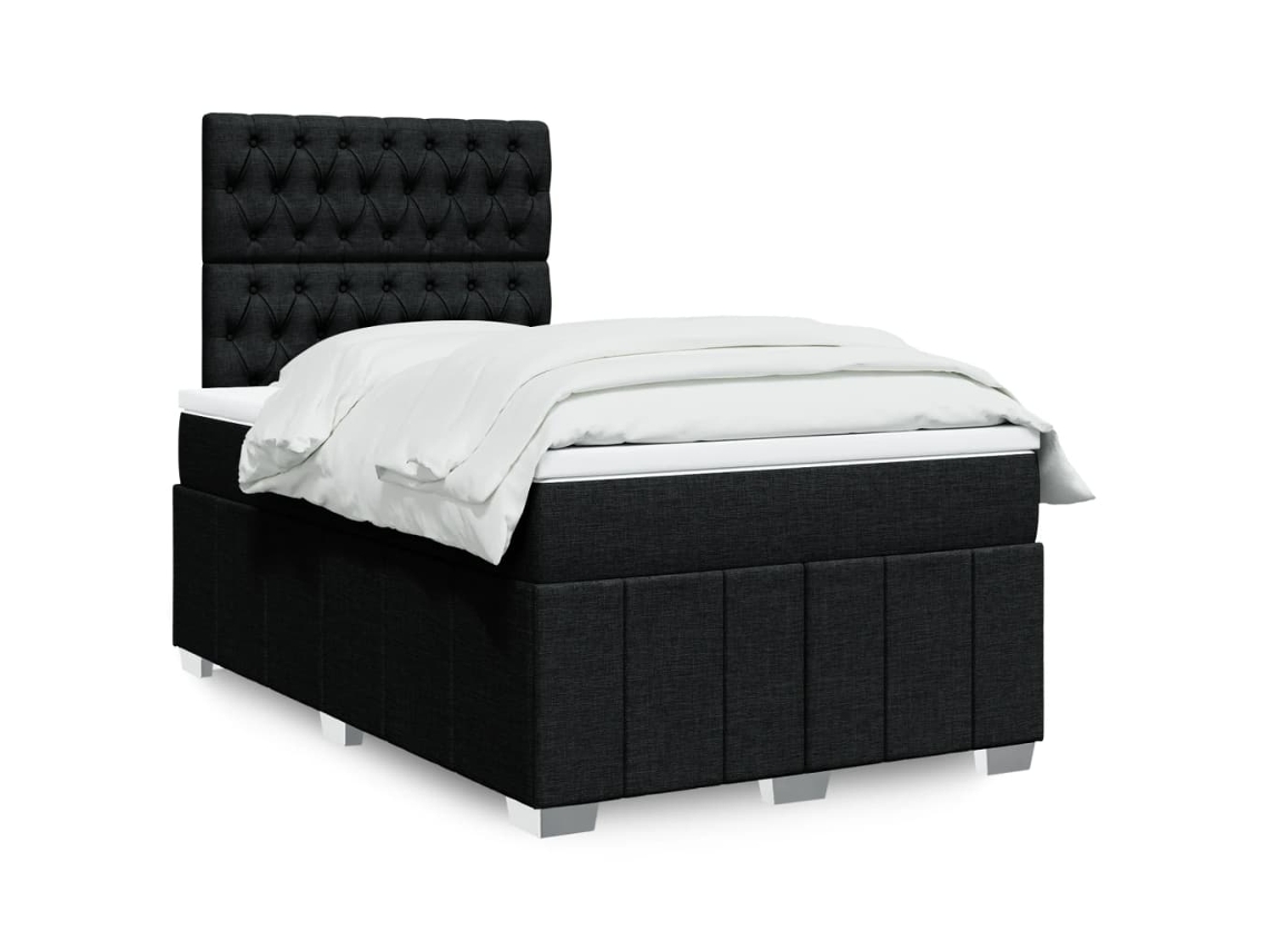 Vidaxl Cama Boxspring Com Colchão 120x190 Cm Tecido Preto