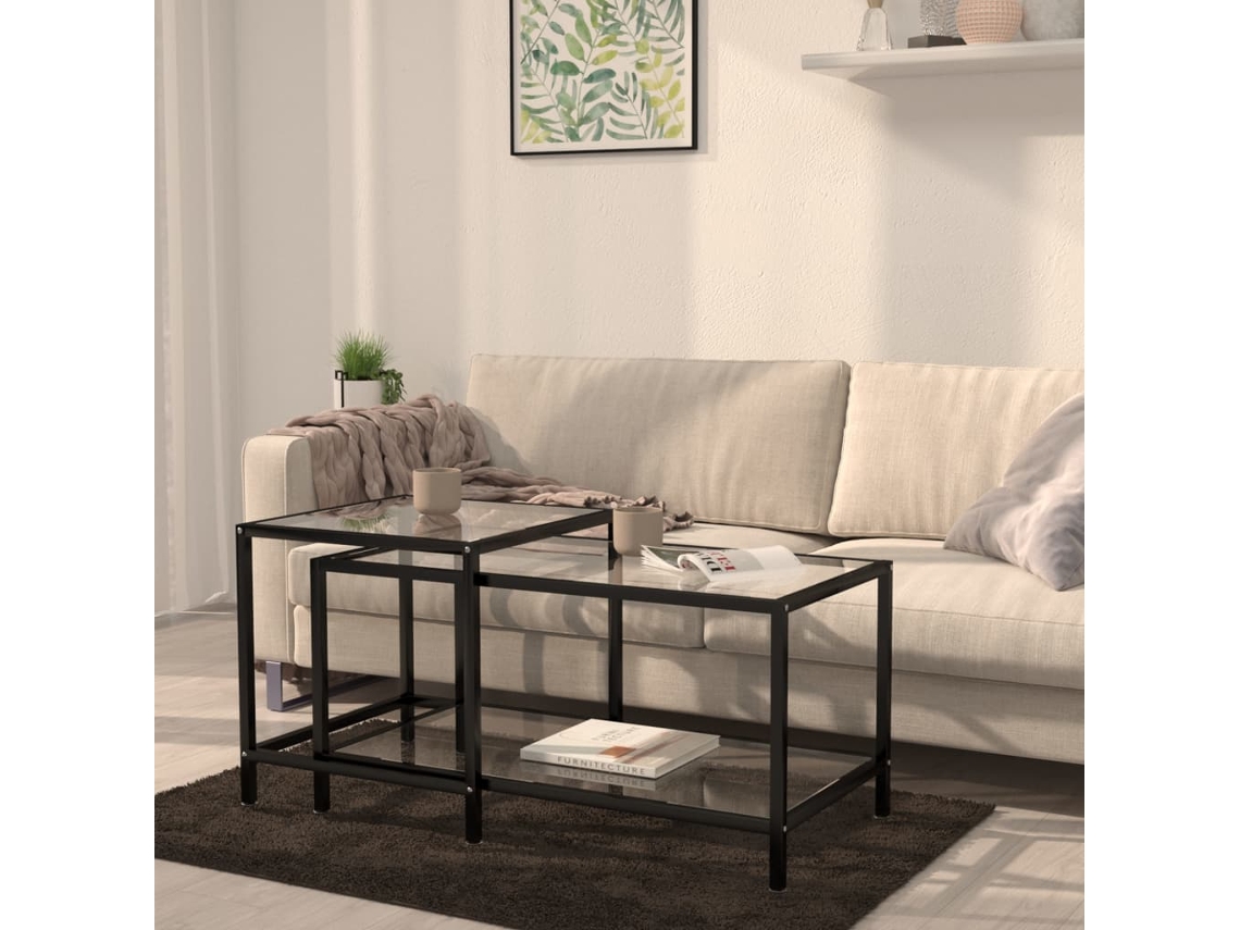 Vidaxl Mesas De Centro 2 Pcs Vidro Temperado Transparente