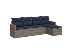 Conjunto de 5 sofás de jardim com almofadões Vime Pe Cinzento MAISON EXCLUSIVE (5 peças)