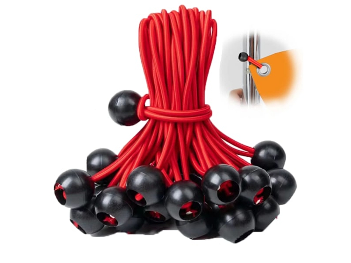Pacote com 50 Bolas Elásticas, Corda Preta Resistente a Raios Uv, com Cordão Elástico para Correias, Barracas AQUAFORGE