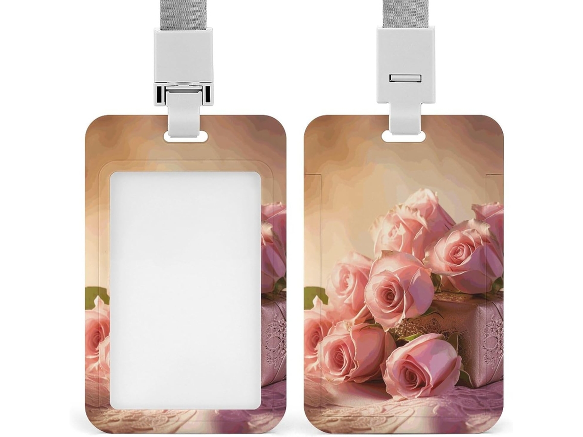 Porta Crachá Com Rosas Sobre A Mesa, Personalizável, À Prova D Água, Protetor De Crachá, Funcionários De Escritório