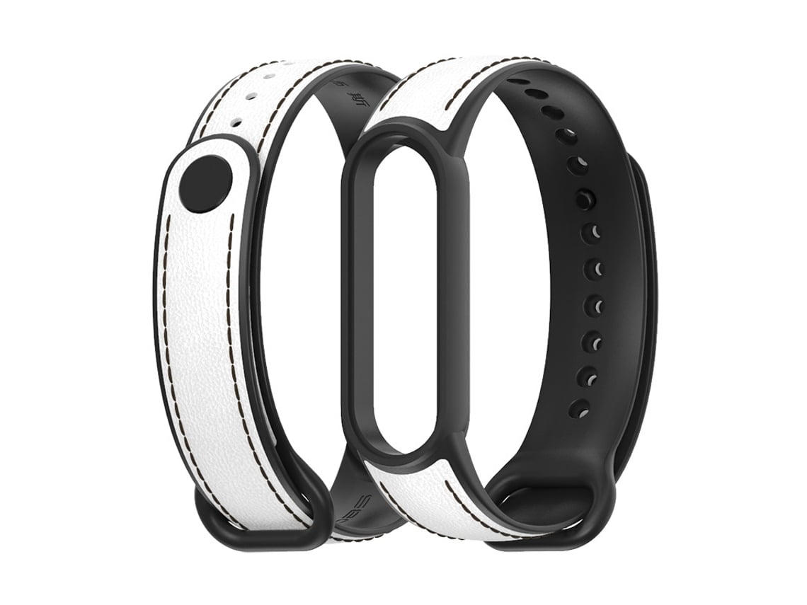 Lurelia Pulseira De Substituição Couro, Compatível Com Xiaomi Mi Band 5/ 6, Preta/ Branca