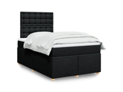 Vidaxl Cama Com Molas/colchão 120x200 Cm Tecido Preto