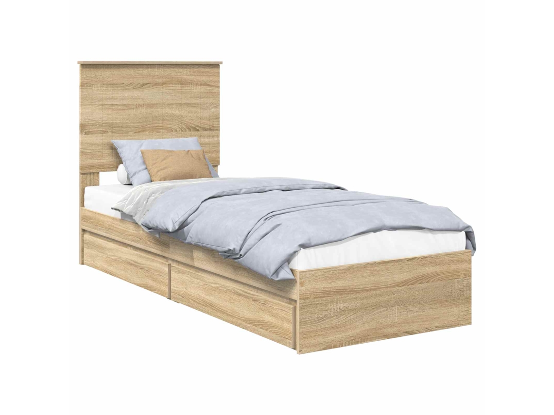 Conjunto 1 Cama Com Armazenamento Vidaxl Castanho Derivados De Madeira (75 X 190 Cm)