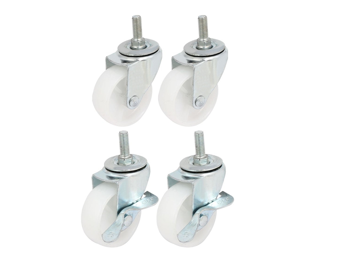 Roda universal com eixo roscado M10x25mm, 2 com freio, 2 sem CHABERLU