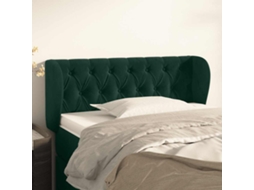 Vidaxl Cabeceira De Cama C/ Abas Veludo 93x23x78/88 Cm Verde-escuro