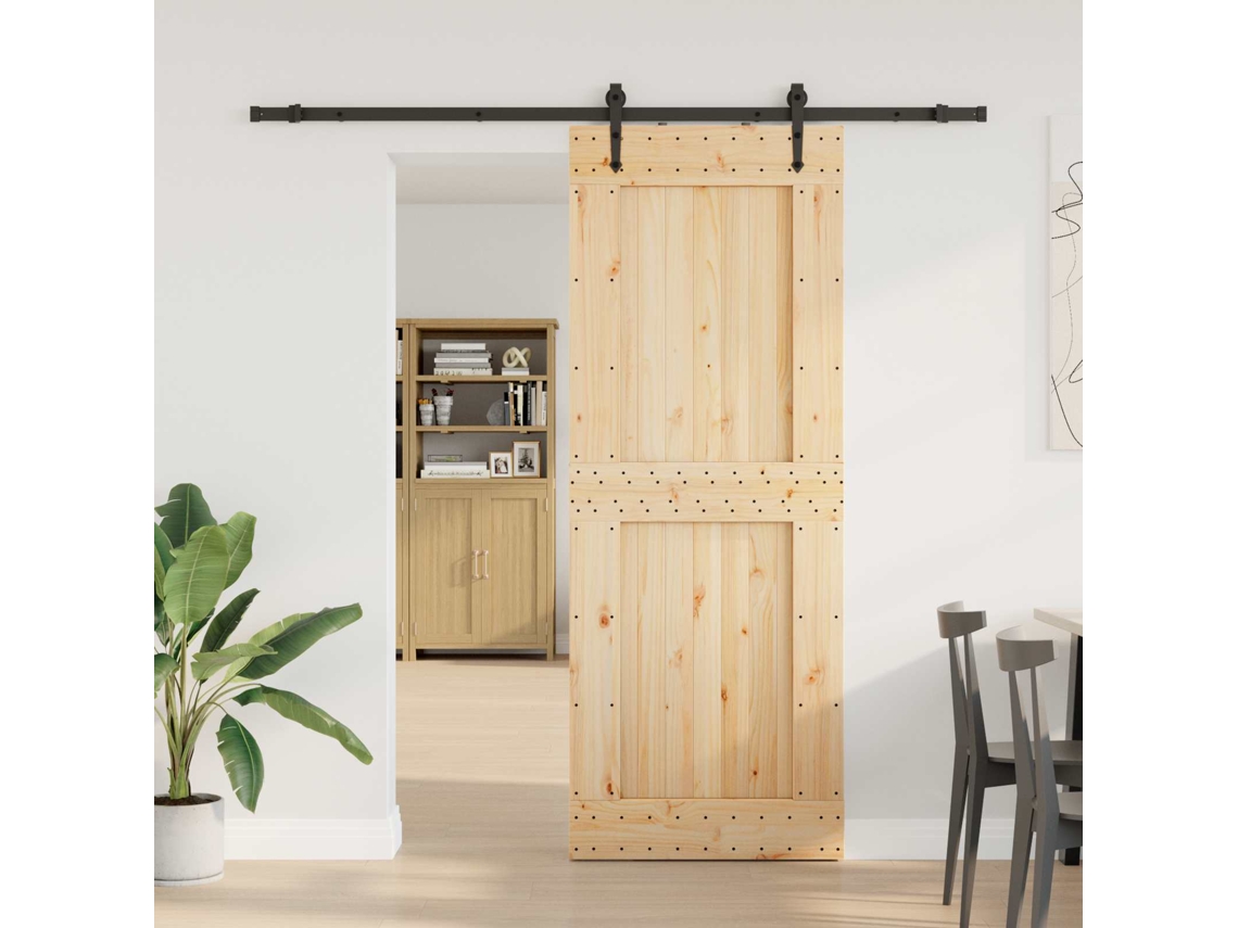 Vidaxl Porta Deslizante Narvik Natural E Preto 85 X 210 Cm (213,5 Cm)