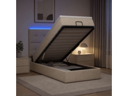 Vidaxl Cama Ottoman Com Colchão E Led Creme 100 X 200 Cm Tecido