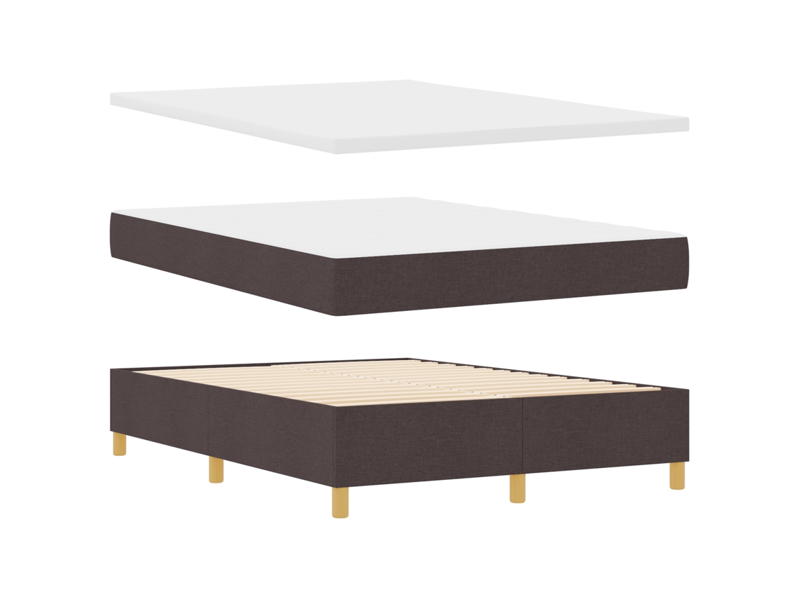 Conjunto 1 Cama Box Vidaxl Castanho Poliéster (190 X 140 Cm)