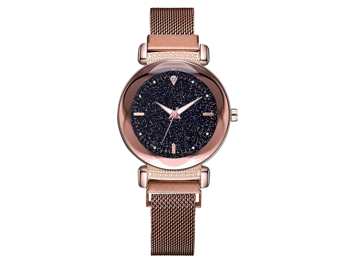 Relógio de Pulso Feminino Casual de Quartzo com Pulseira de Liga Marrom