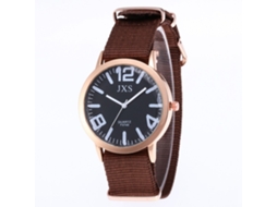 Relógio de pulso moderno em nylon para mulheres e homens, modelo Student Quartz J56 (café)