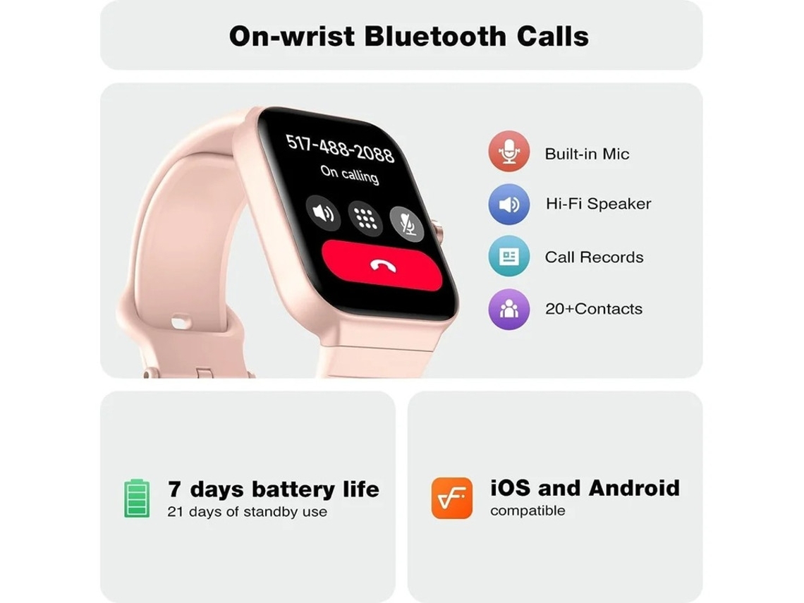 Smartwatch IDW15 1.8 Touch Fabric Fitness Tracker Chamada Bluetooth Android iPhone Azul Bestvite
