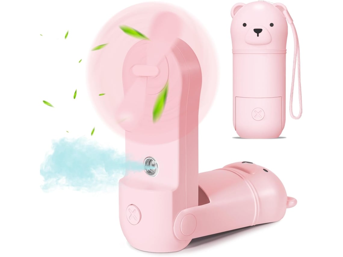 Ventilador Portátil De Mão, Mini Ventilador De Mão Com Spray De Água, Ventilador Dobrável Com Bateria Recarregável Via Usb