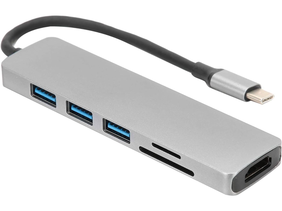 Adaptador Hub Multimídia 6 Em 1 Tipo C Para Hd, Conversor De Áudio E