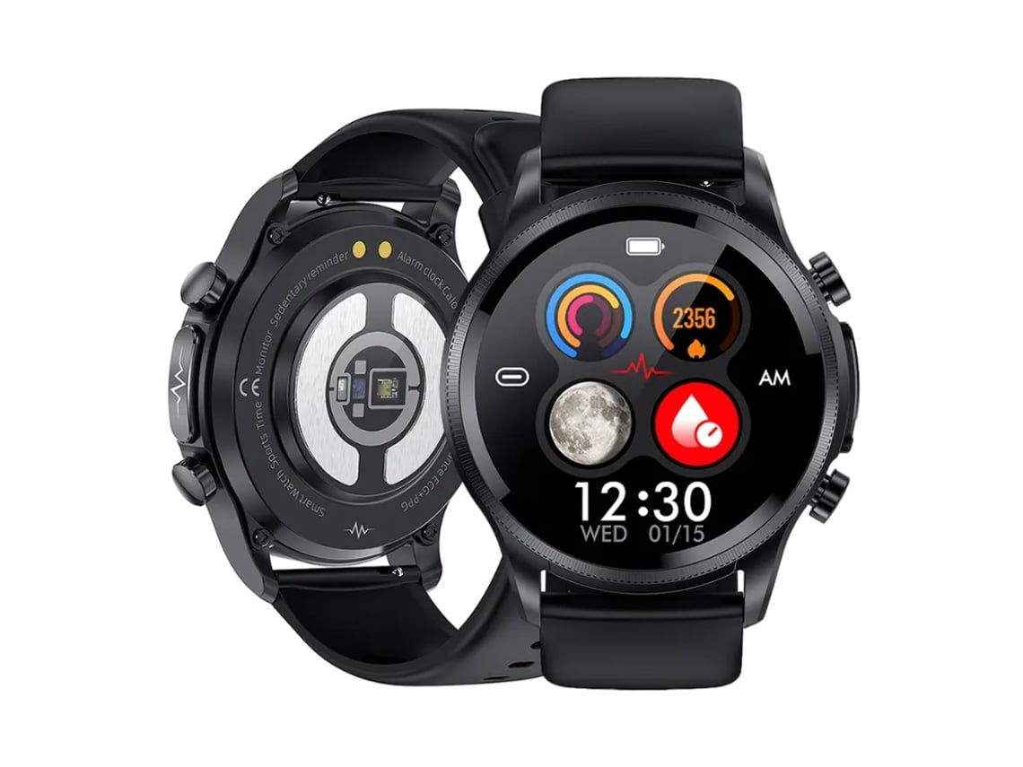 Smartwatch TK22 1,39 polegadas IP67 à prova d'água Silicone Banda de silicone não invasiva compatível com ECG preto