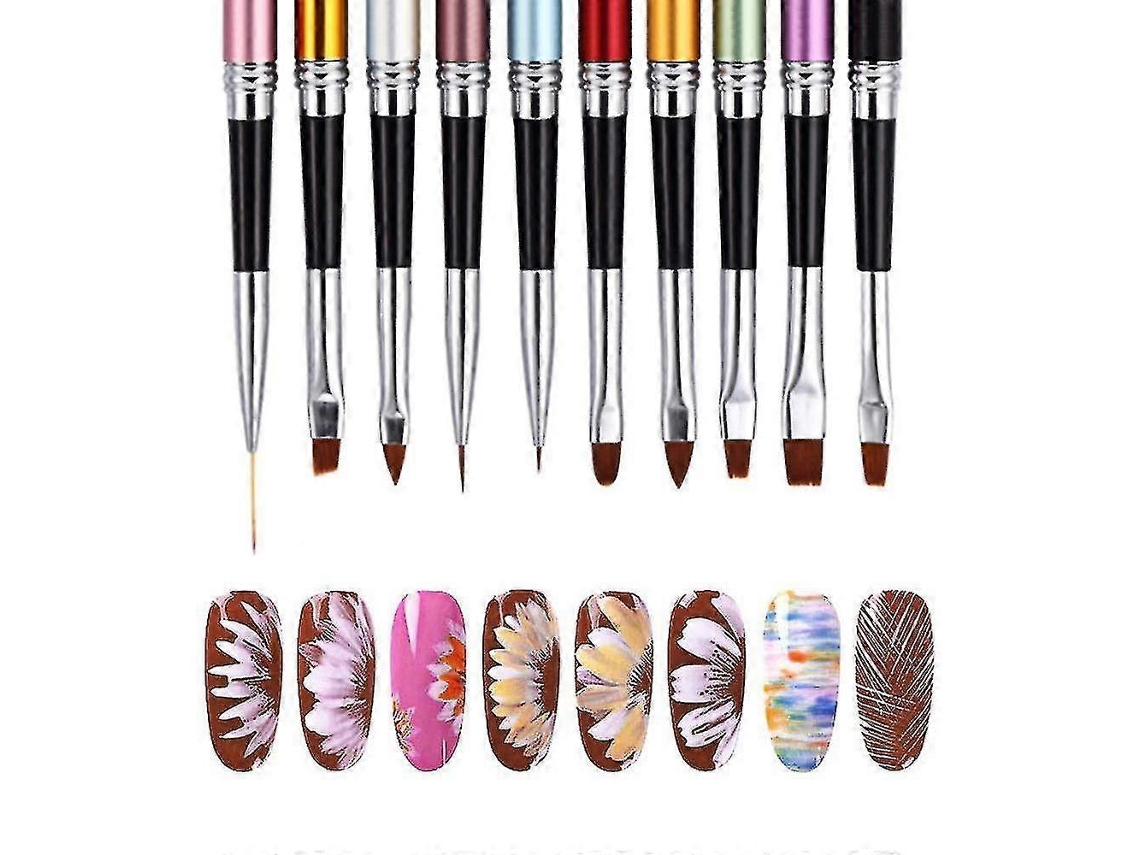Namotu 10 Peças De Caneta Para Nail Art Para Salões Profissionais, Pincel De Unha Ombré E Designs De Nail Art Caseiros Slowmoose (10 Cores)