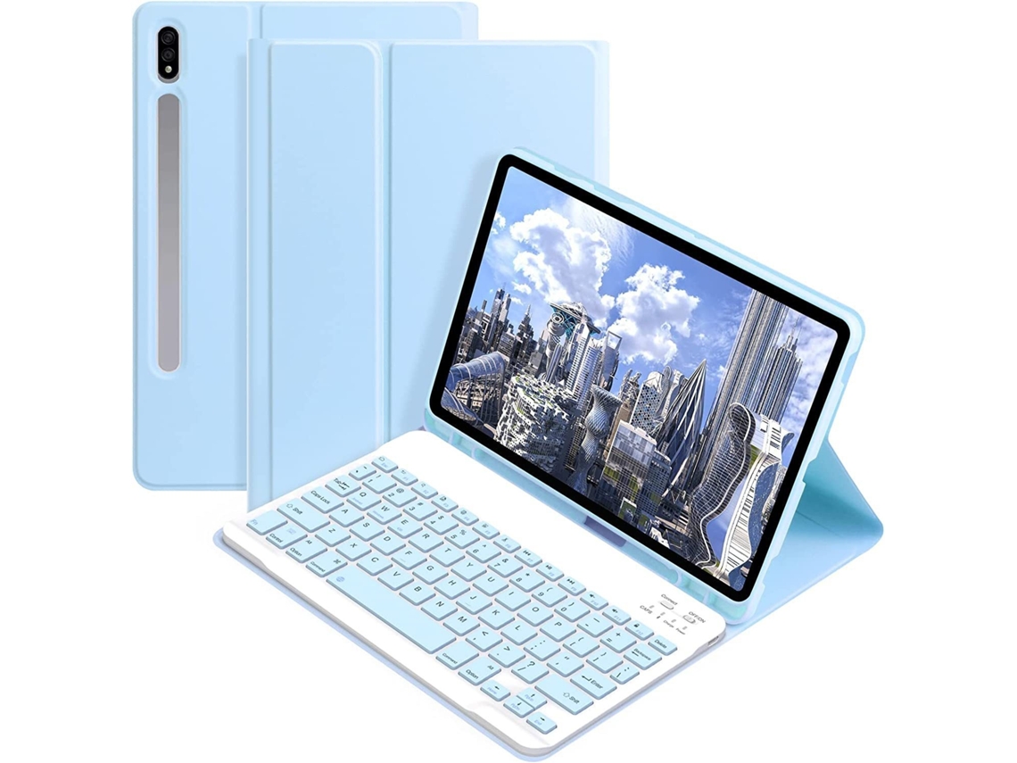 Elysve Capa Com Teclado Bluetooth Para Samsung Galaxy Tab A9 87 " Com Teclado Bluetooth (azul)