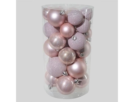 Conjunto de Enfeites de Natal EMINZA Alpinos Variados Pó Rosa - 30un (4 cm)