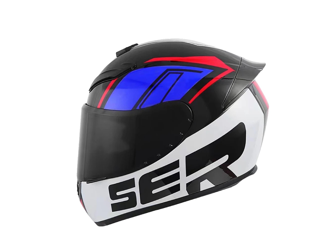 Capacete De Motocicleta, Design De Grafite, Ventilado E Resistente A Impactos, Azul-b, M