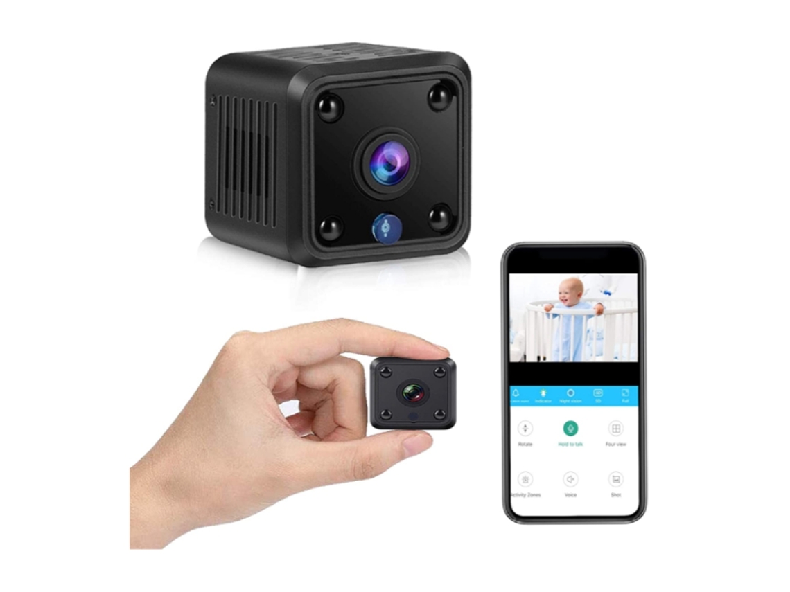 Mini câmera espiã oculta com WiFi, Full HD 1080P, visão noturna e caixa à prova d'água Bestvite (preto)