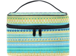 Bolsa Organizadora de Cosméticos com Arte Étnica Abstrata Zíper | S/MARCA