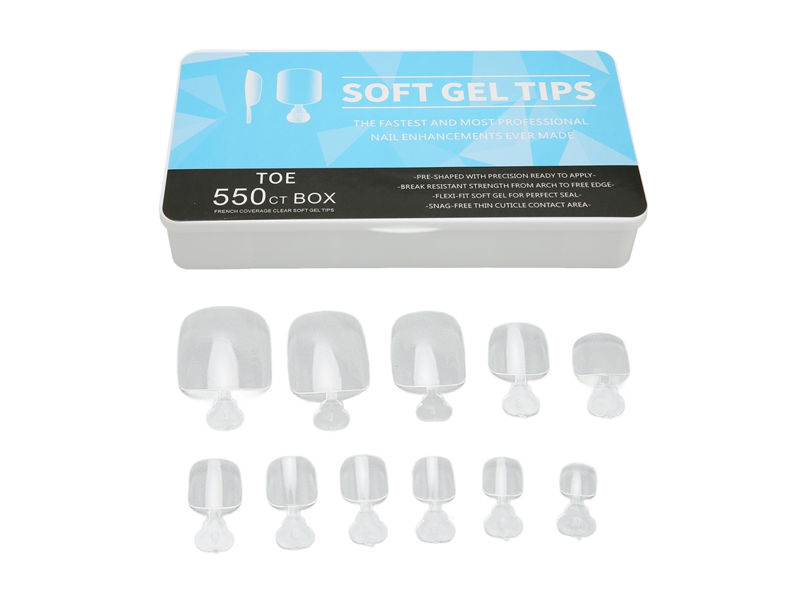 550 unhas postiças ultrafinas e transparentes com cobertura total, vários tamanhos, com caixa de armazenamento.