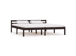 Estrutura De Cama 160x200 Cm Pinho Maciço Castanho-escuro
