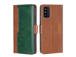 Capa De Couro Com Aba Horizontal, Textura Retrô E Cores Contrastantes Para Samsung Galaxy F52 5g, Com Suporte.