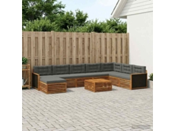 Vidaxl Conjunto De Sofás Para Exterior 9 Unid. Natural E Antracite