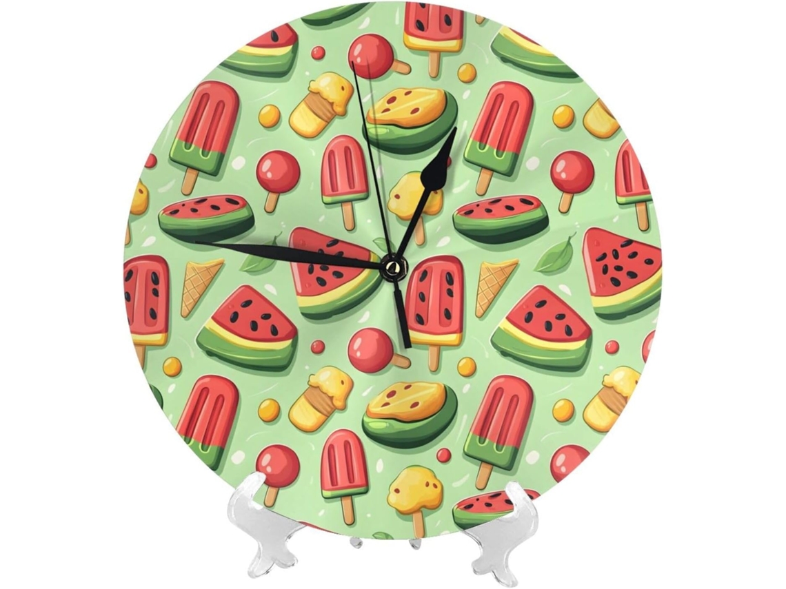 Relógio De Parede De 25cm 10 Polegadas Alimentado Por Bateria, Com Design De Melancia Em Estilo Cartoon, Moderno E