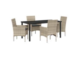 Conjunto 5 De Jantar De Jardim Com E Travesseiros Vidaxl Cinza Claro Rattan Têxtil