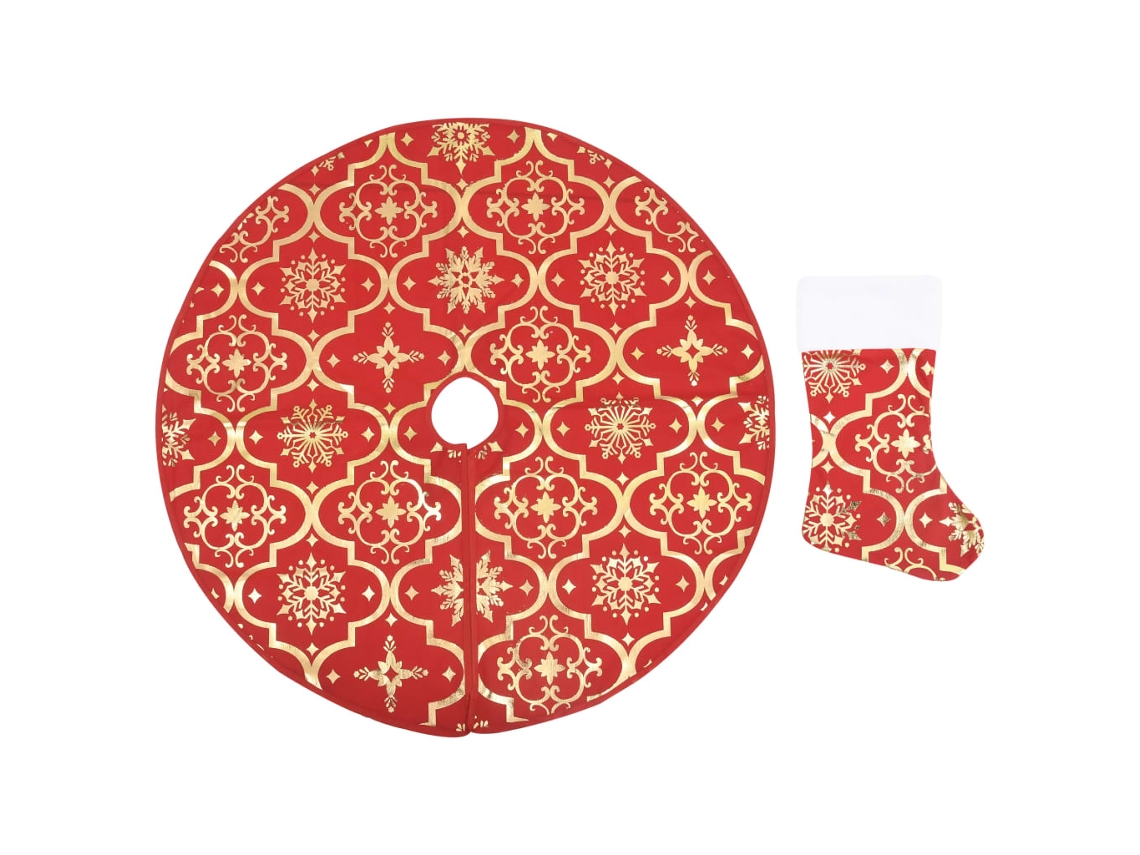 Christmas Tree Skirt, Christmas Tree Skirts Vidaxl Vermelho Tecido (90 Cm)