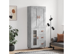 Vidaxl Armário Alto 69,5x34x180 Cm Derivados De Madeira Cinza Cimento