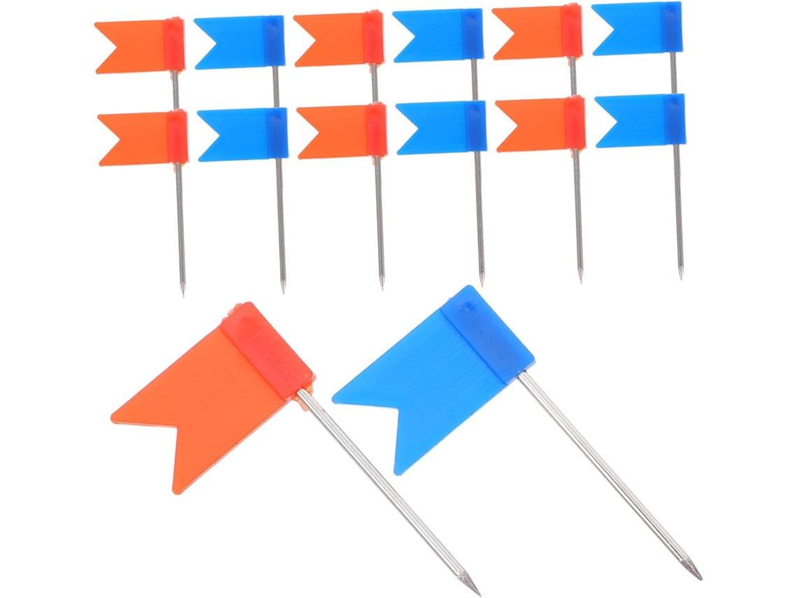 Shineofi 200 Pinos de Bandeira para Mapas com Cabeça de Plástico e Ponte de Ferro, para Praças de Cortiça, Ideal para