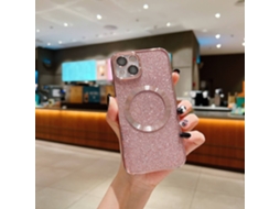 Capa Para Iphone 17 Air Rosa Magnética Com Glitter E Revestimento Macio