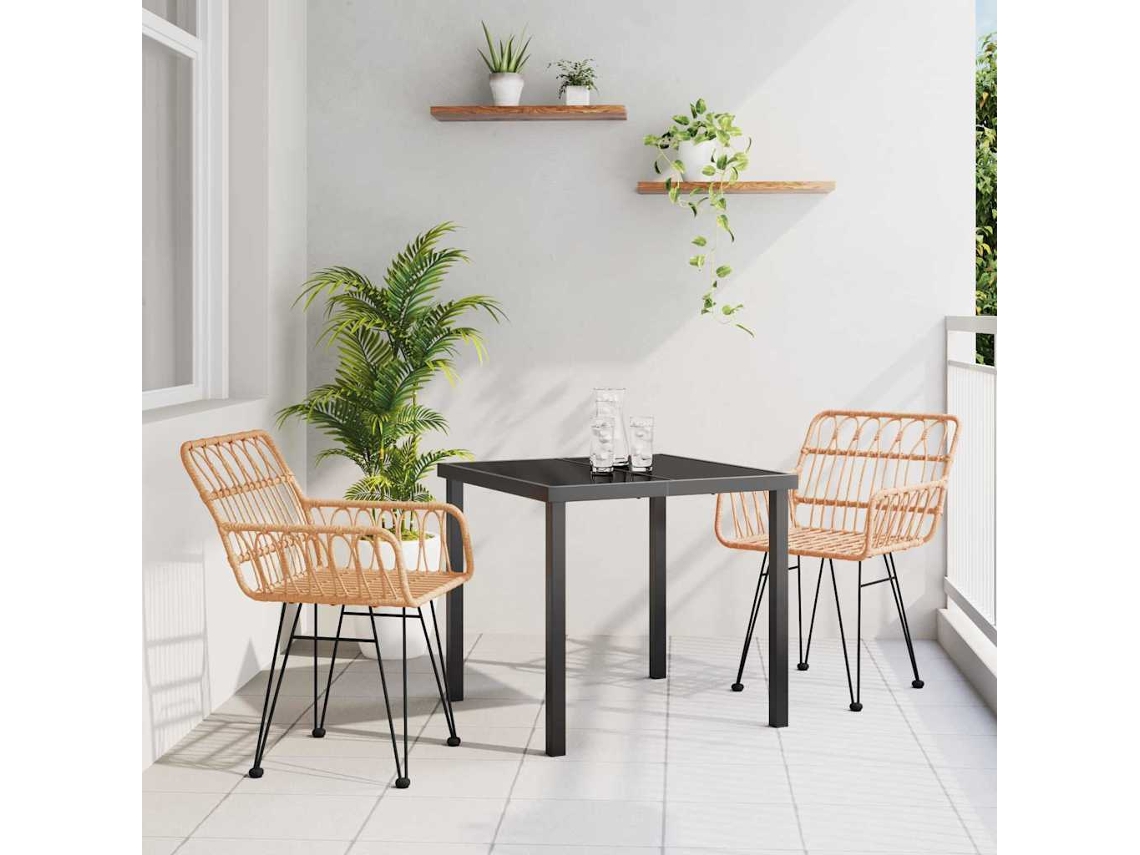 Vidaxl Conjunto de Jantar para Jardim 3 Pcs Castanho
