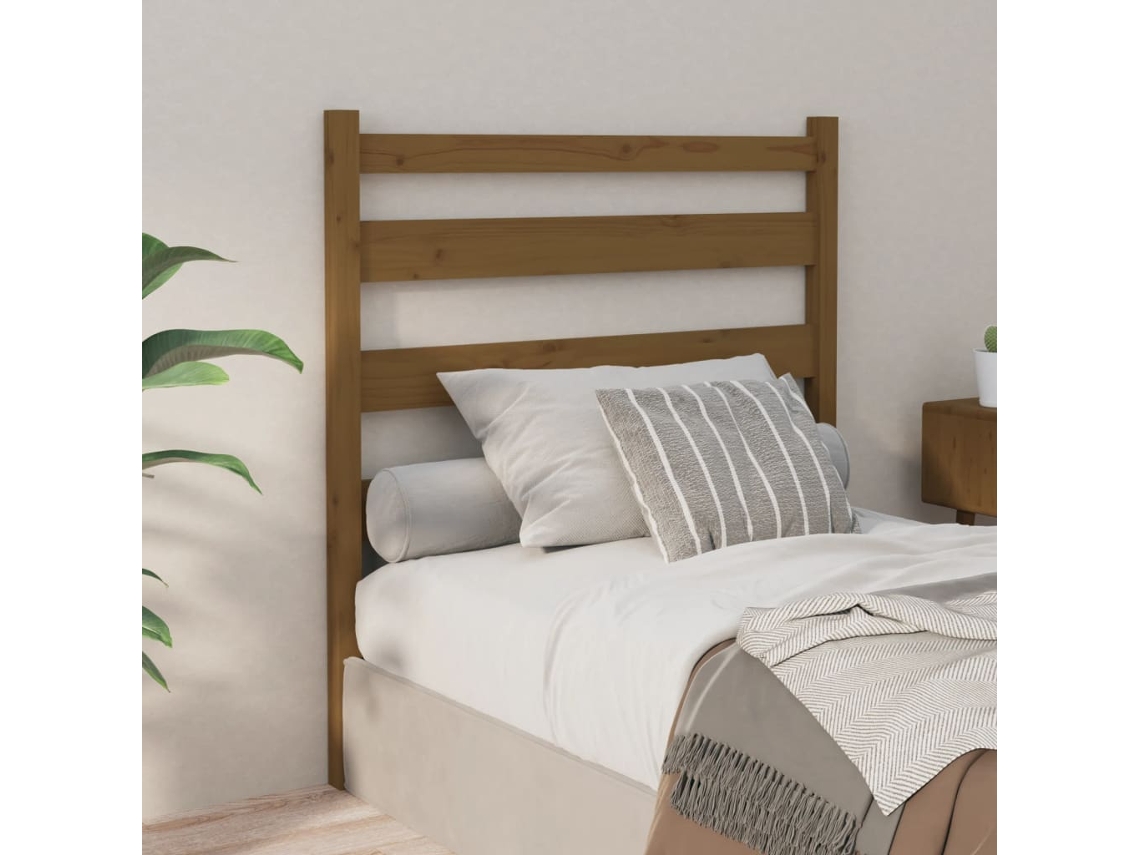 Vidaxl Cabeceira De Cama 81x4x100 Cm Pinho Maciço Castanho Mel