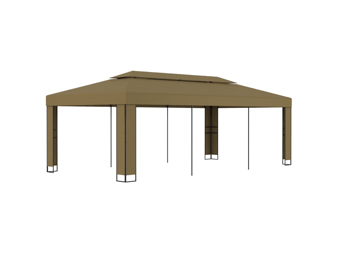 Vidaxl Gazebo Com Telhado Duplo 3x6 M 180 G/m² Cinza-acastanhado