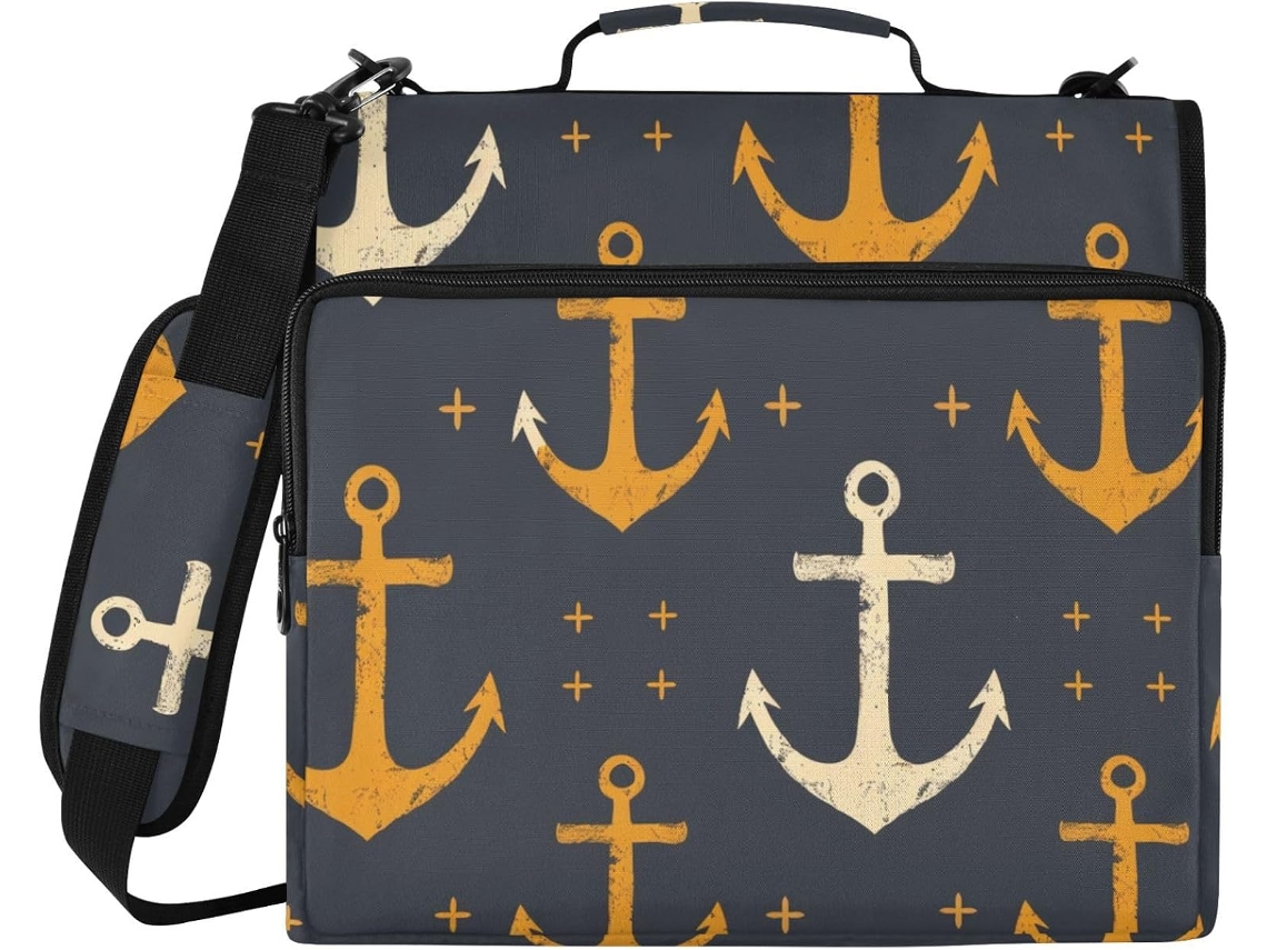 Organizador de Documentos Pasta Com Design Retro Quadro Negro 1, 5 Polegadas, 3 Argolas Com Alça E Vários Sacos