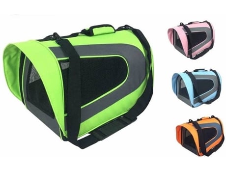 Transportadora para Cães e Gatos IPET Dobrável (Verde - 53x29x30cm - Velcro - M - Porte Médio)