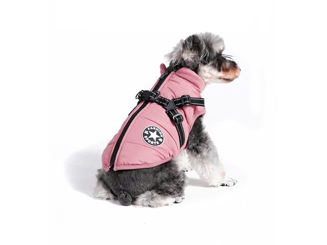 Casaco Pet, De Inverno, Impermeável, Com Arnês, Rosa